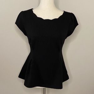 ELLE Black Scalloped Peplum Top